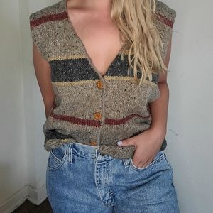Vintage earth toned knit sweater vest size L